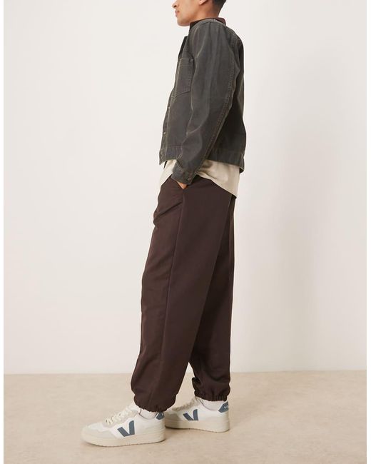 ASOS Natural Smart Straight Leg Trouser With Part Elastic Waistband And Cuff for men