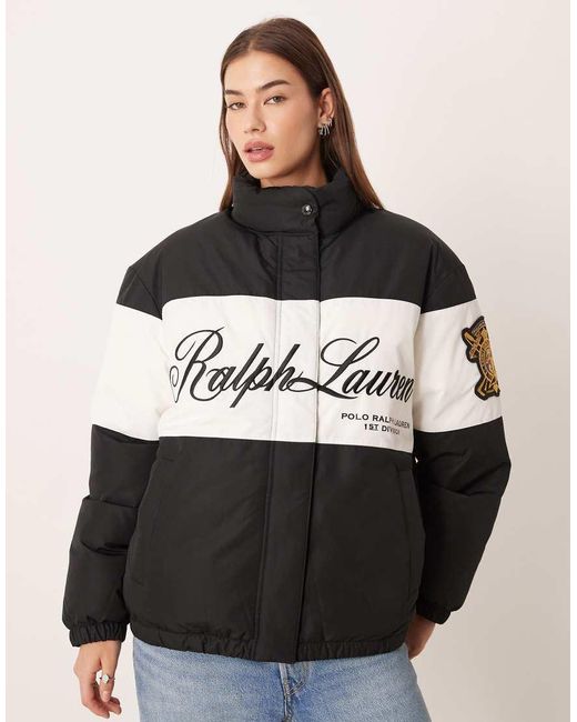 Polo Ralph Lauren Black Chest Logo Puffer Coat