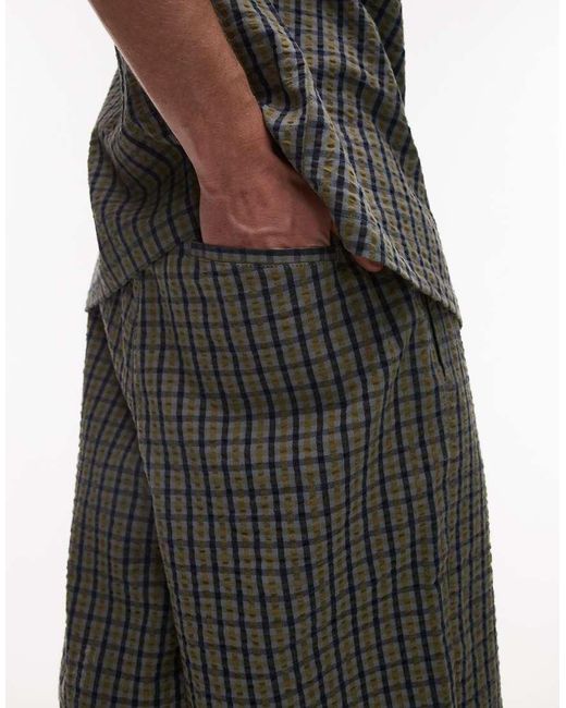 Topman White Seersucker Check Short for men