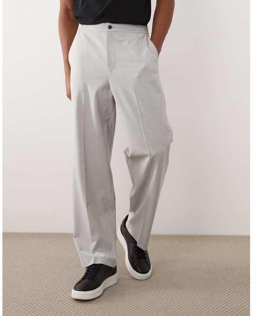 ASOS Gray Tailored Comfort Stretch Wide Leg Pants for men