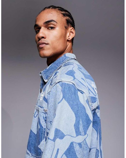 Aape By A Bathing Ape Blue Aape By A Bathing Ape Long Sleeve Denim Shirt for men