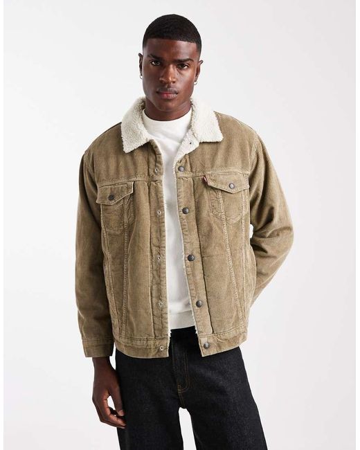 Levi's Natural Relaxed Fit Cord Sherpa Trucker Jacket for men