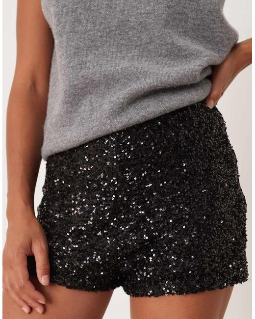 Never Fully Dressed Gray Petite Sequin Hotpant