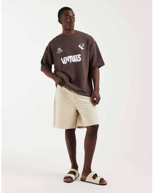 ASOS Brown Heavyweight Oversized T-shirt With Football Graphic for men