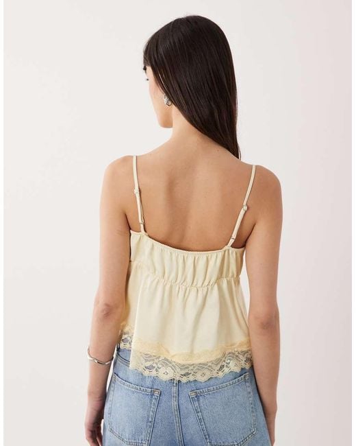Miss Selfridge Blue Satin And Lace Cami Top