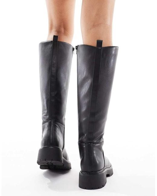 London Rebel Black Olivia Chunky Knee Boots