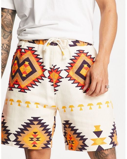 Bershka Aztec Shorts in Natural for Men Lyst