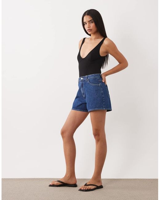 ASOS Blue Plunge Rib Bodysuit
