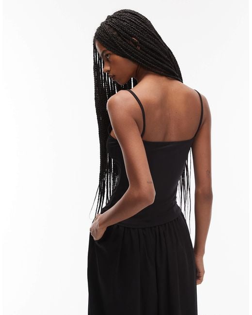 ASOS Black Polyamide Slinky Lace Trim Cami