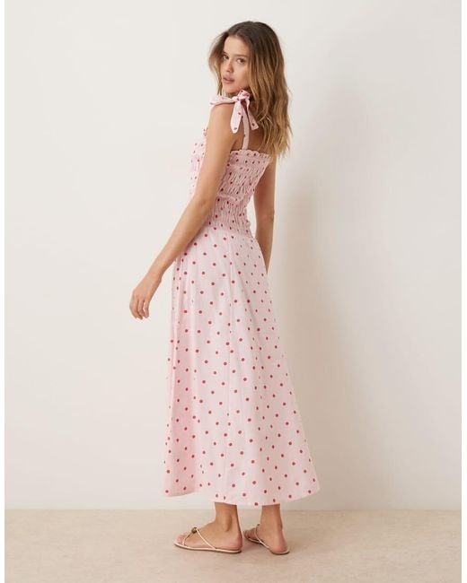esmé studios Pink Esmee Tie Strap Shirred Maxi Beach Dress