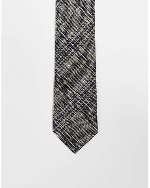 Corbata A Cuadros Marrones Y Azules De ASOS de hombre de color Gray