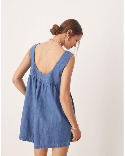 Miss Selfridge Blue Denim Romper With Pintuck Detail