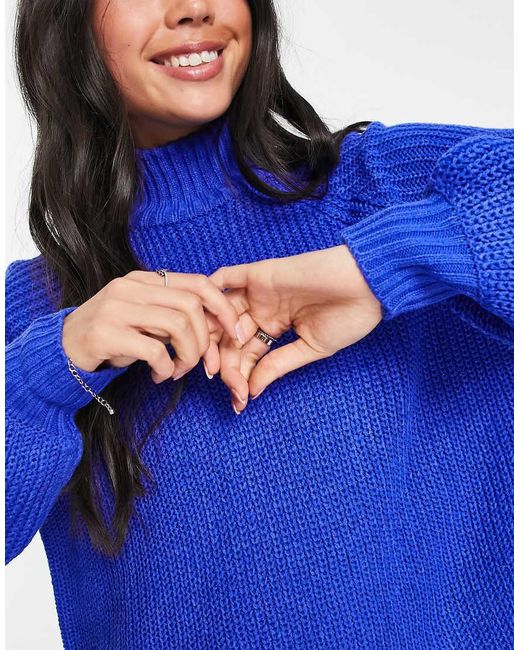 Noisy May Blue High Neck Mini Jumper Dress
