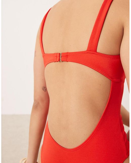 Free Society Red Square Neck Swimsuit