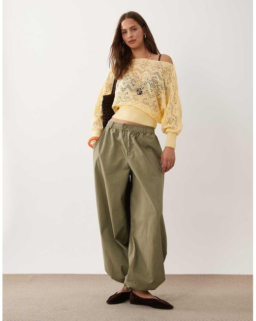 Miss Selfridge Natural Off Shoulder Crochet Top