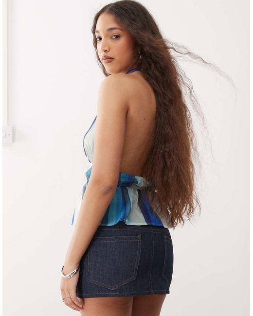 Motel Blue Sementara Denim Mini Skirt