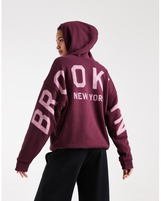 Hollister Red Oversized Brooklyn Graphic Hoodie