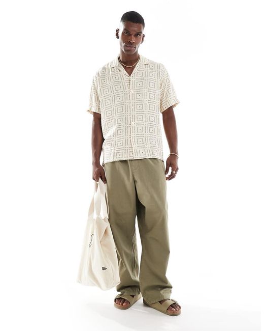 Jack & Jones Natural Oversize Shirt With Tile Print for men