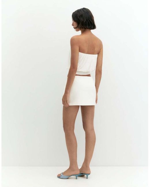 Pull&Bear White Strapless Top With Waistband