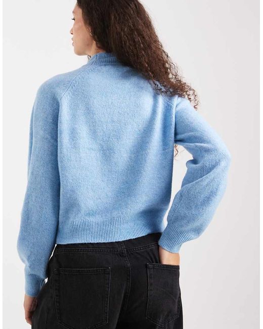 Vero Moda Blue Slouchy High Neck Jumper