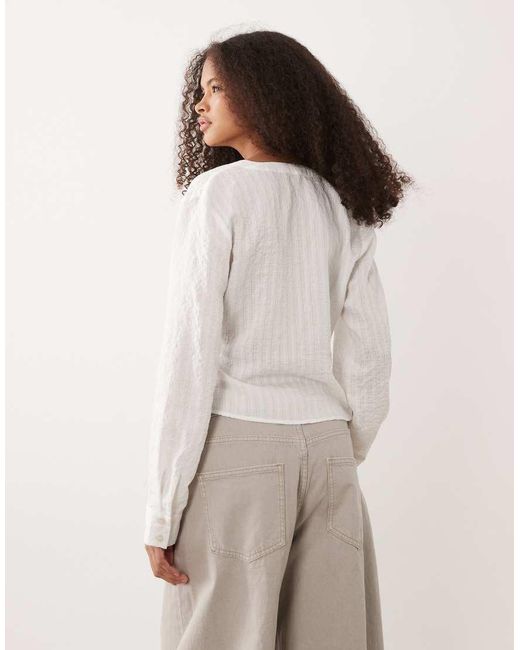 Mango Natural Teen Tie Waist Long Sleeve Top