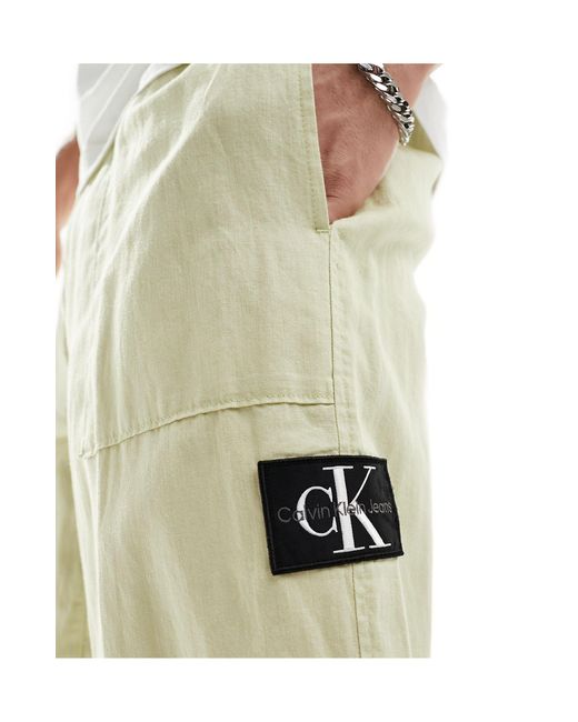 Pantalon en lin Calvin Klein pour homme en coloris White