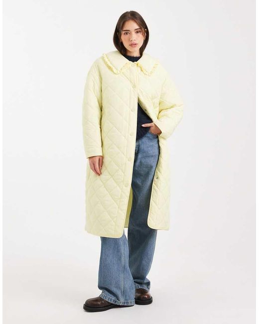 Miss Selfridge Natural Quilted Maxi Coat