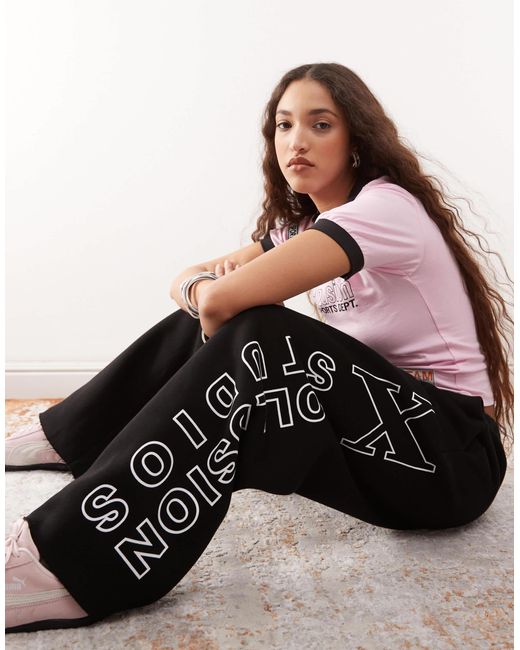 Collusion White – lockere oversize-jogginghose