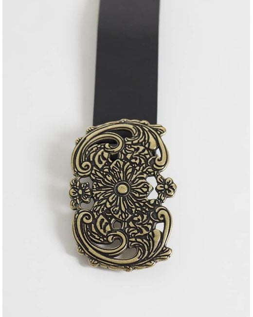 ASOS Gray Statement Floral Buckle Belt