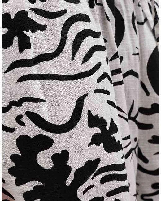 Iisla & Bird White Graphic Print Loose Fit Beach Pants