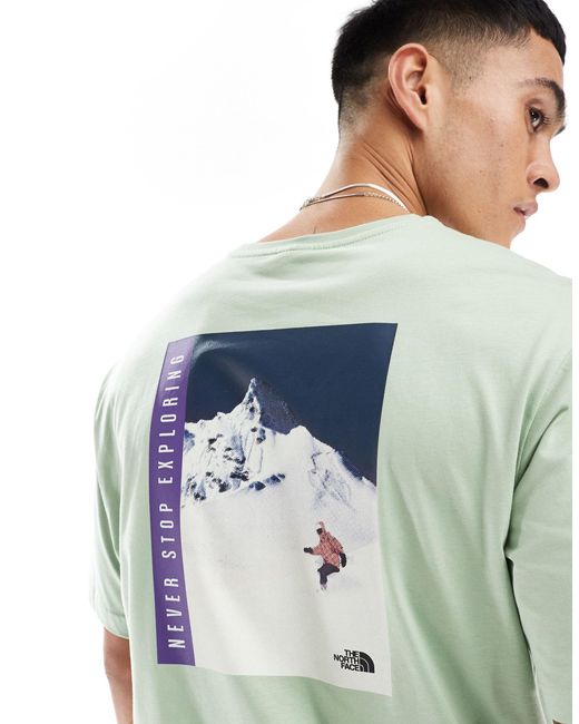 Camiseta verde salvia con estampado gráfico retro en la espalda snowboard exclusiva en asos The North Face de hombre de color Blue