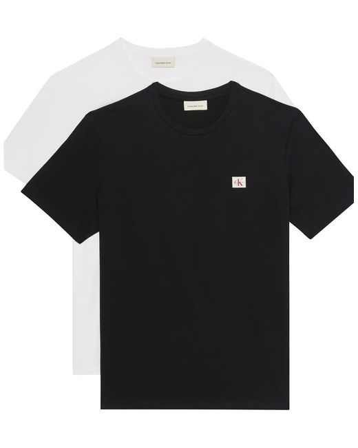 Pack De 2 Camisetas De Color Blanco Y Negro Con Parche De Calvin Klein de hombre de color Black