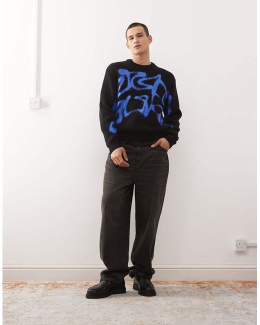 Jersey Extragrande Con Estampado Gráfico Azul Efecto Aerografiado De Weekday de hombre de color Blue