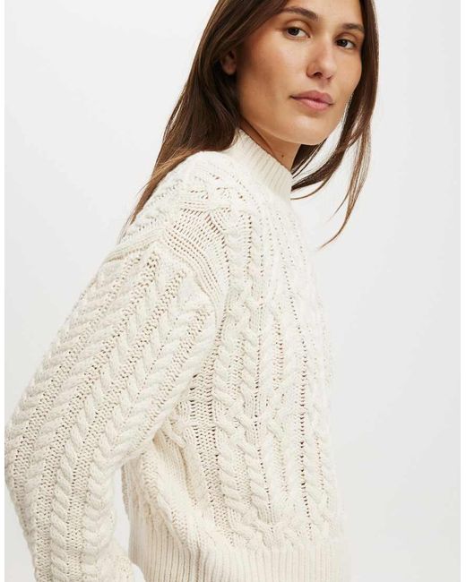 Cotton On Blue Boxy Mock Neck Knit Sweater