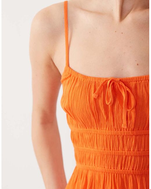 Miss Selfridge Orange Cheesecloth Mini Sun Dress