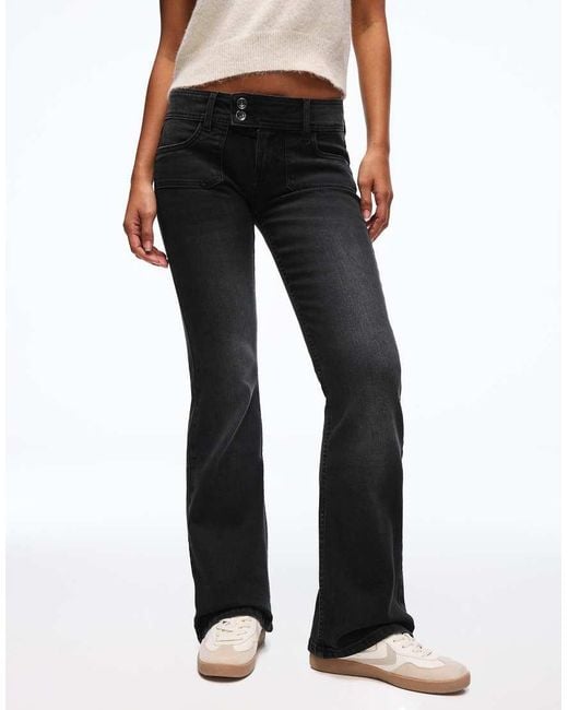 Bershka White Low Rise Bootcut Jeans