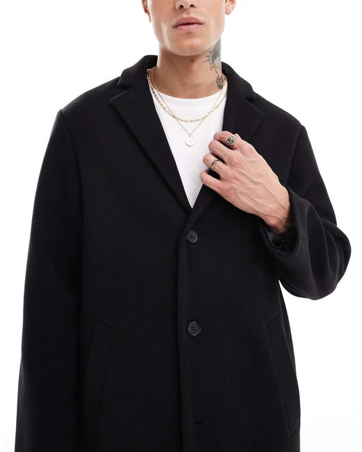 ASOS – regulär geschnittener mantel in Black für Herren