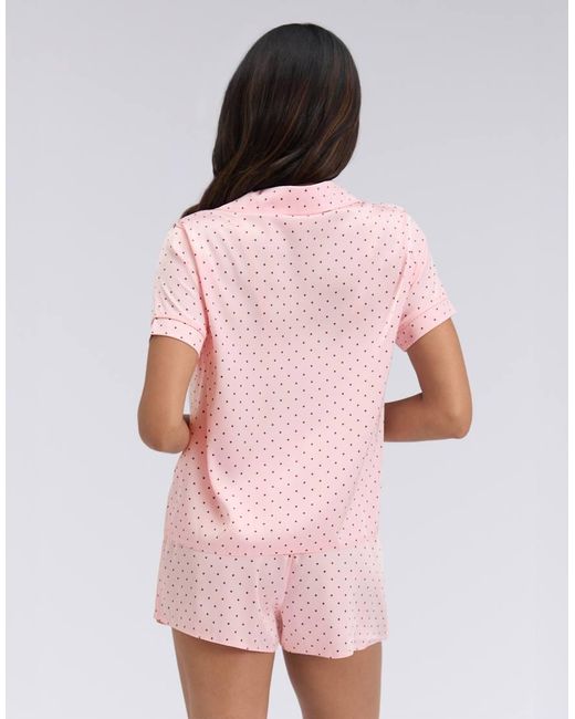 Boux Avenue Pink Polka Dot Satin Short Pyjama Set Shirt And Shorts Nightwear