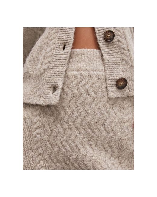 TOPSHOP Natural Knitted Co-ord Cable Mini Skirt