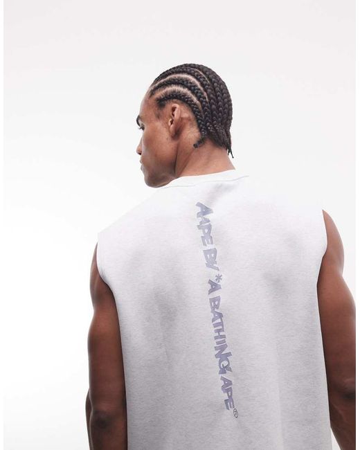 Aape By A Bathing Ape White Aape By A Bathing Ape Loose Fit Sleeveless Singlet for men