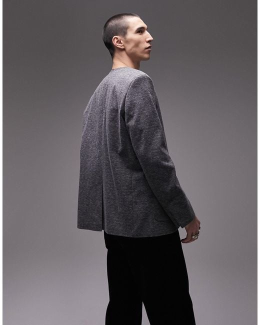 Topman – kragenloser oversize-blazer in Gray für Herren