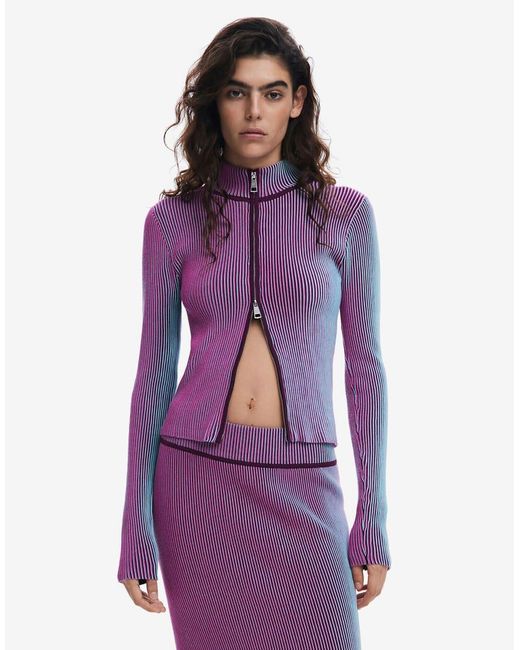 Desigual Purple Double-Zip Knit Jacket