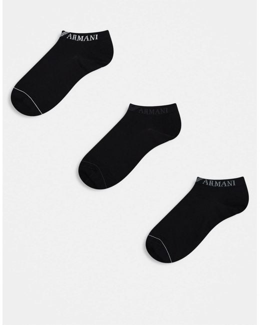 Emporio Armani Black 3 Pack Sneaker Socks for men