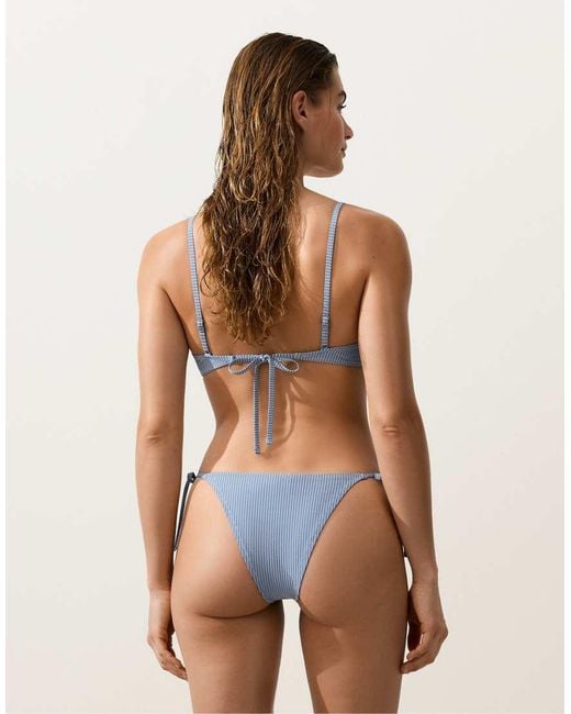 Oysho Natural Medium-coverage Stripe Bikini Briefs With Ties