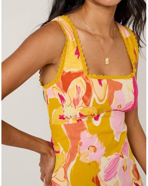 Nobody's Child Petite Yellow Floral Ciara Mini Dress