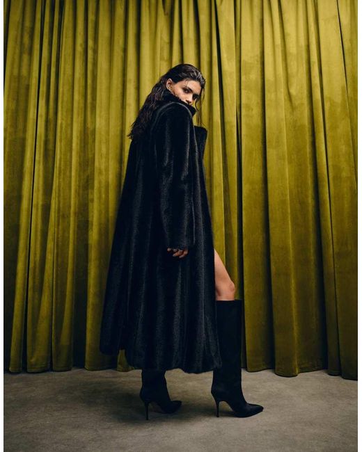 ASOS Green Longline Faux Fur Car Coat