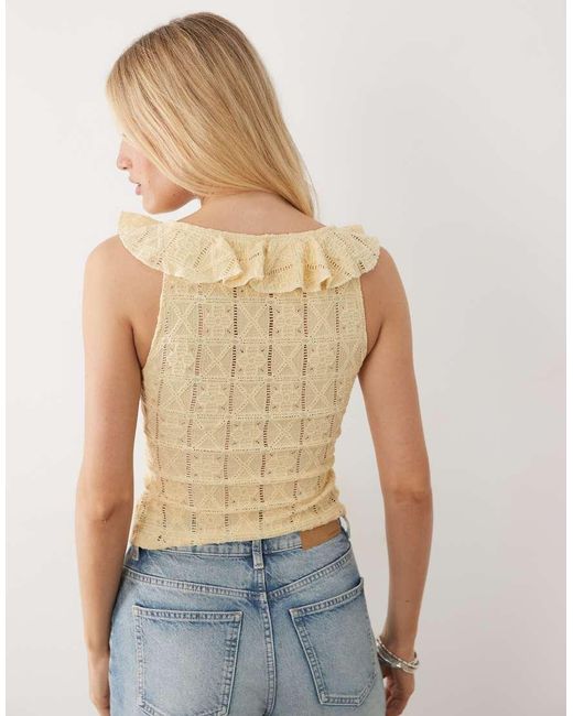 Miss Selfridge Natural Button Up Textured Broderie Tank