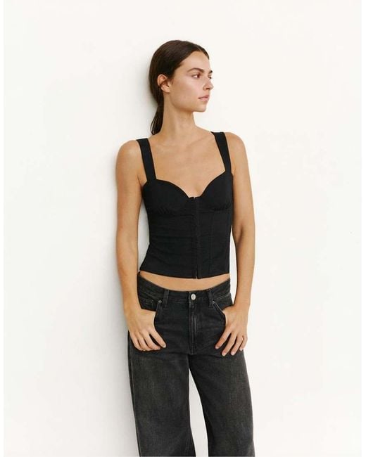 Pull&Bear Gray Strappy Corsetry-inspired Top