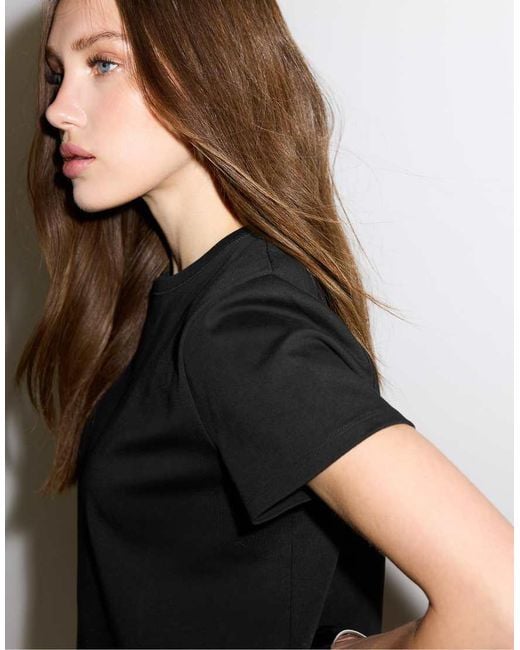 Stradivarius Black Basic Regular Soft-touch T-shirt