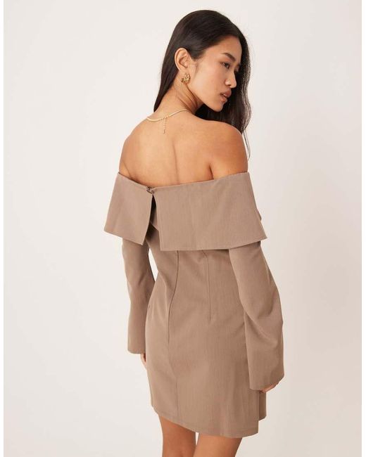 ASOS Natural Off Shoulder Mini Dress
